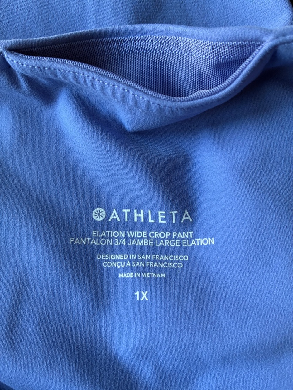 Athleta Elation Wide Crop Pants Blue High Rise Flare Yoga 1X - Picture 7 of 9